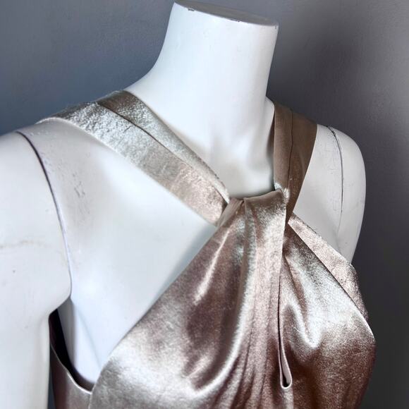 Ramy Brook Top Medium Halter Metallic Gold Dressy Glam - Picture 3 of 12